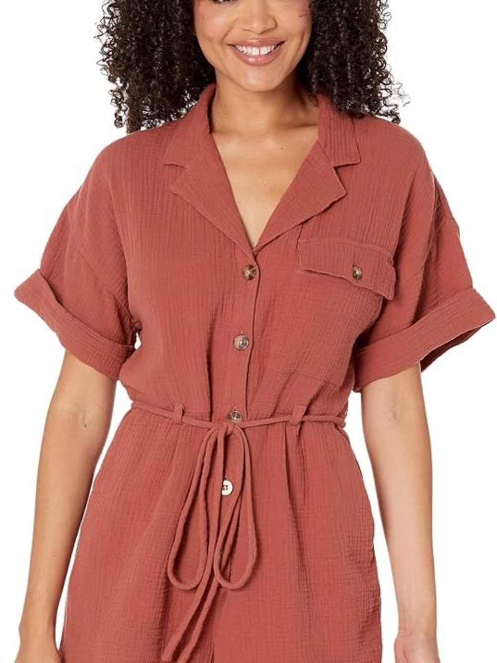 Madewell Women's Rust Textured Romper